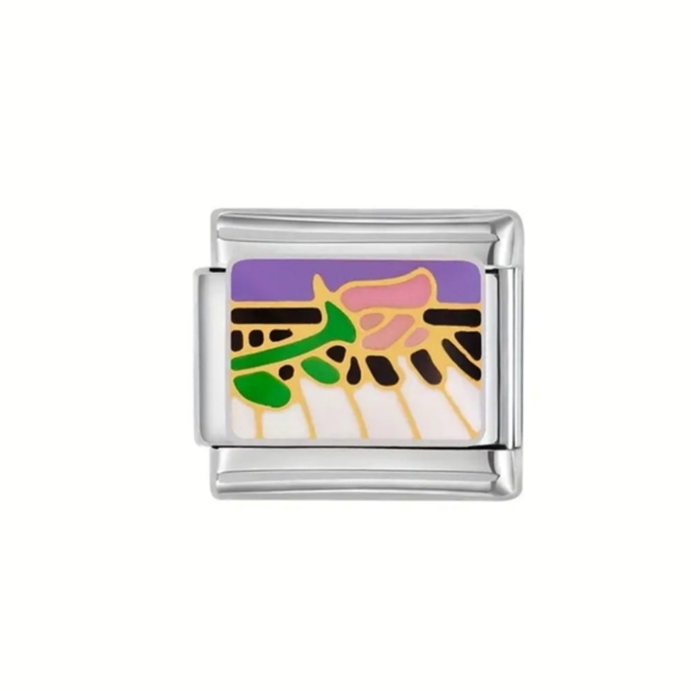 Piano with Rose DIY Personalized‎ Jewelry Making Italian Charm Bracelet Ring 9mm